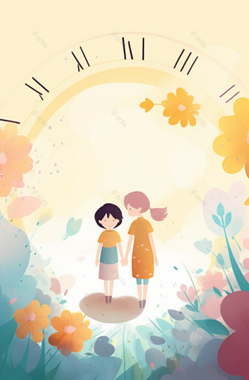 母女牵手母亲节插画手绘场景,插画/手绘图,插画/手绘图库,插画/手绘图下载,插画/手绘